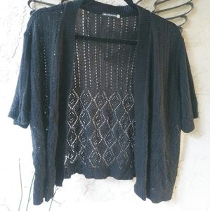 Sweaterworks Black Cropped Crochet Cardigan
